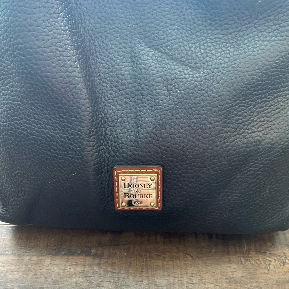 Dooney & Bourke Black Leather Shoulder Bag with Brown Handles - Picture 5 of 14